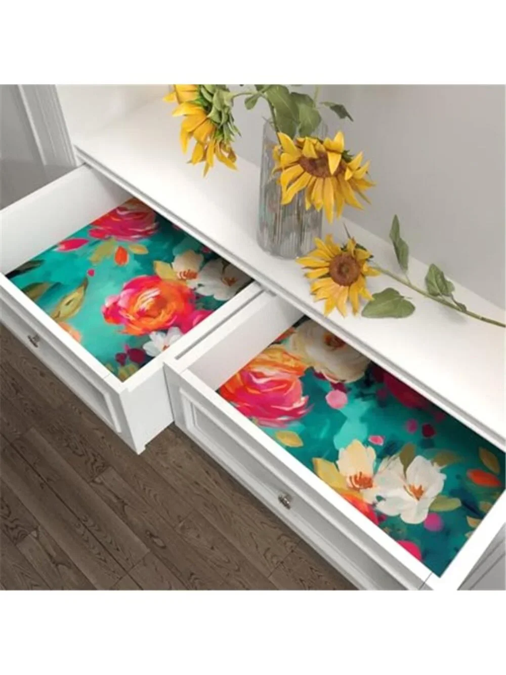 Floral Wallpaper Peel and Stick Boho Teal Blue 17.5 x 78.5In | Removable